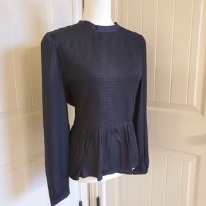Ann Taylor NWT PETITE SMOCKED PEPLUM TOP